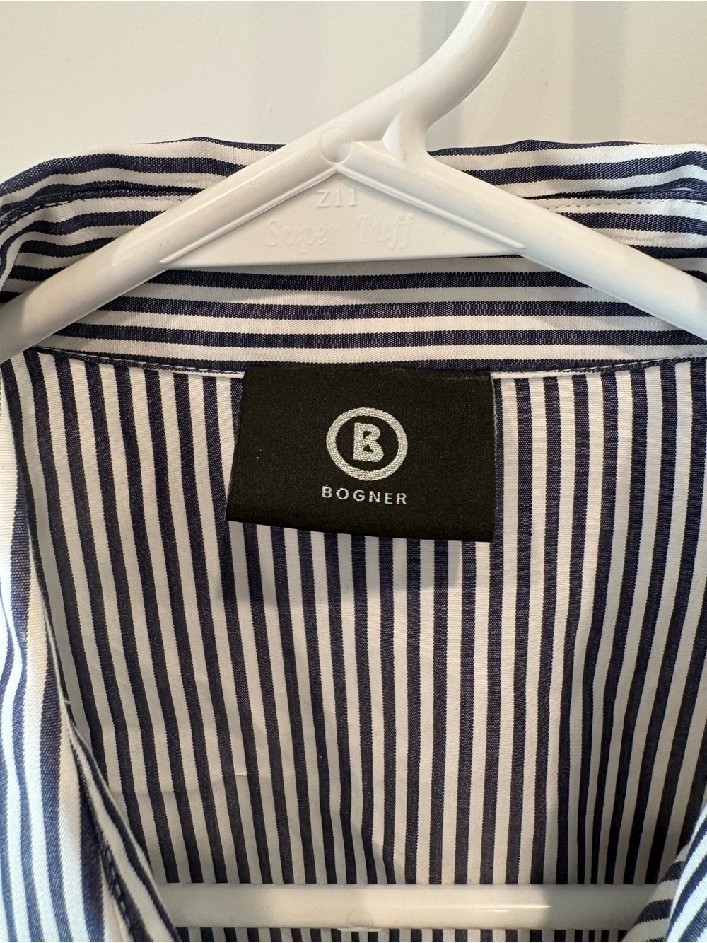 Bogner Navy and White Stripe Button-Up Shirt - Picture 2 of 5